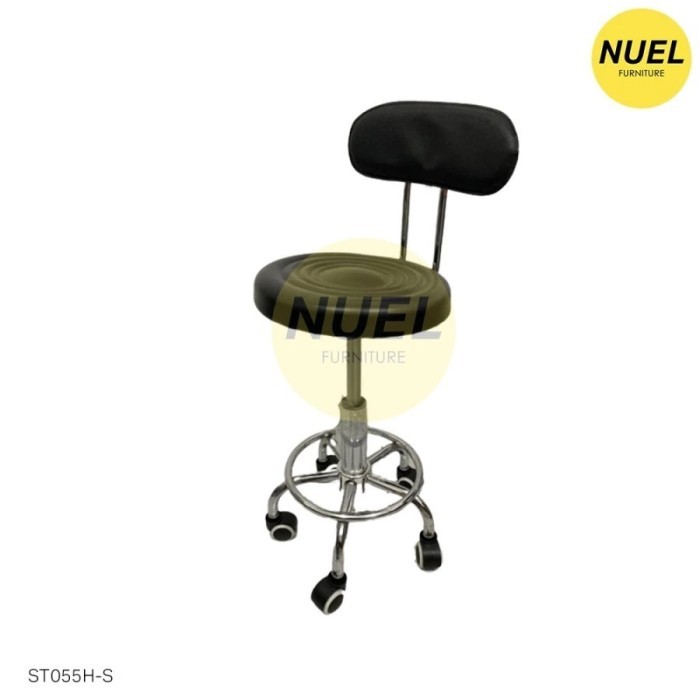 Kursi Bulat Roda Bar Stool Salon Lab Drum Hidrolik Kaki Besi