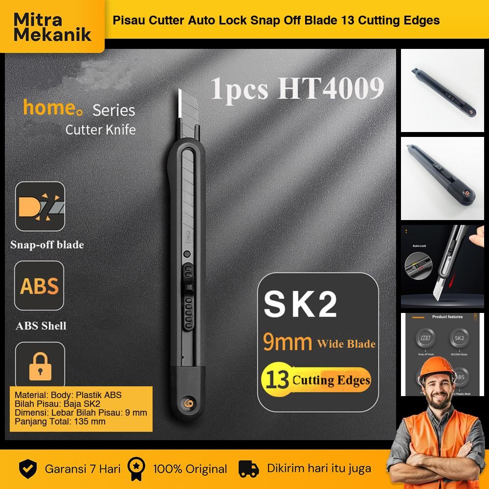 

Pisau Cutter Auto Lock Snap Off Blade 13 Cutting Edges SK2 9mm - HT4009