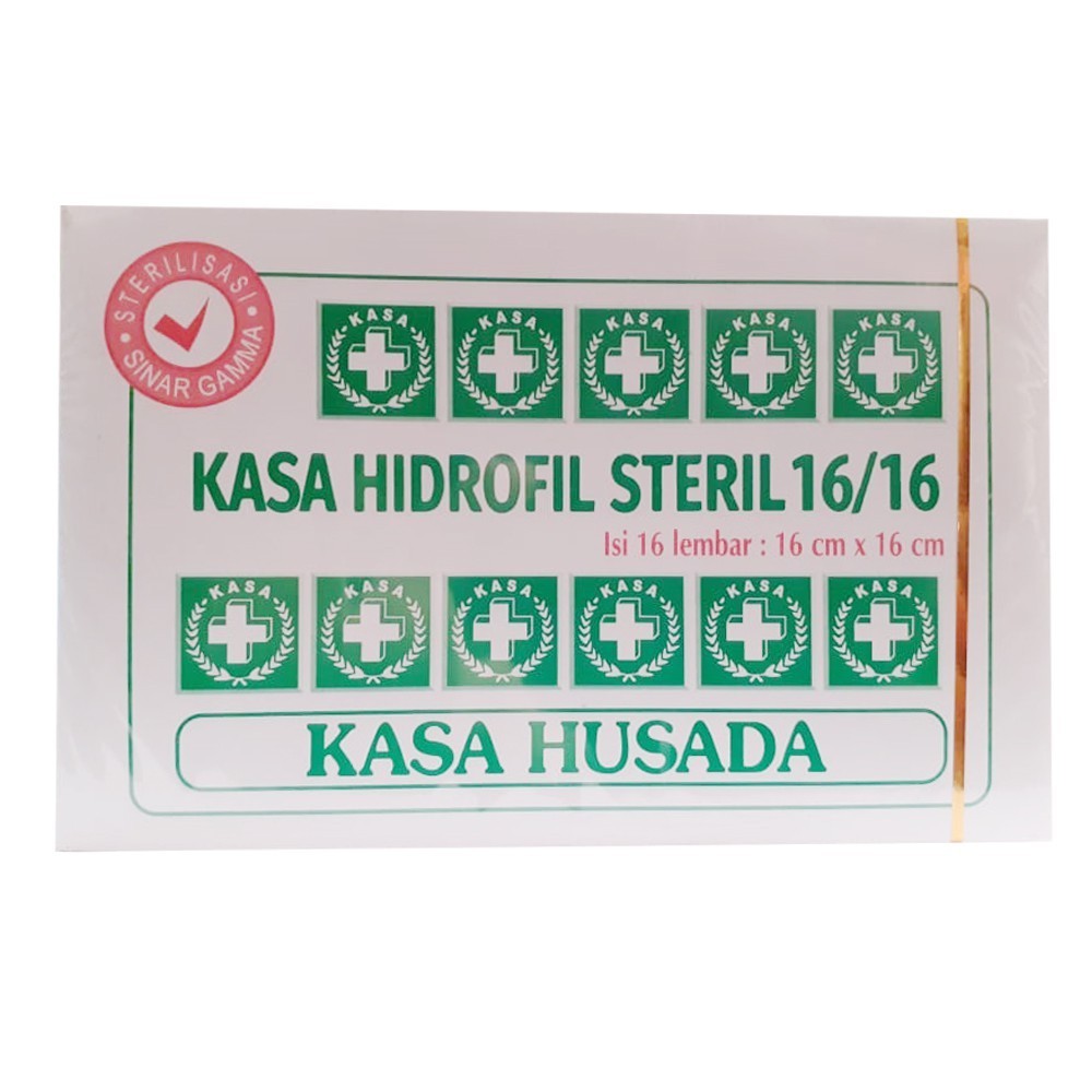 KASA HUSADA Kasa Hidrofil Steril Isi 16 Lembar 16x16cm kassa kain pembalut pusar bayi khitan operasi