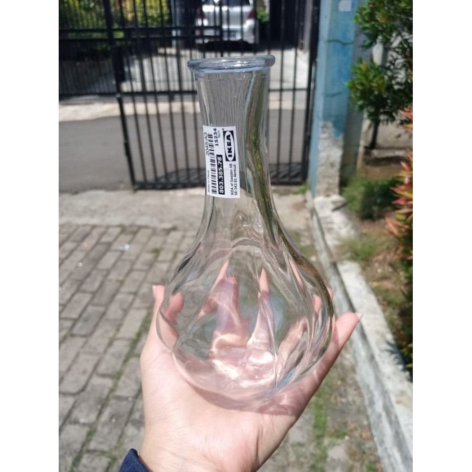 PROMO TERBARU VAS BUNGA KACA BENING / POT TANAMAN ARTIFICAL 17CM/ VAS DEKORASI UNIK WRT8
