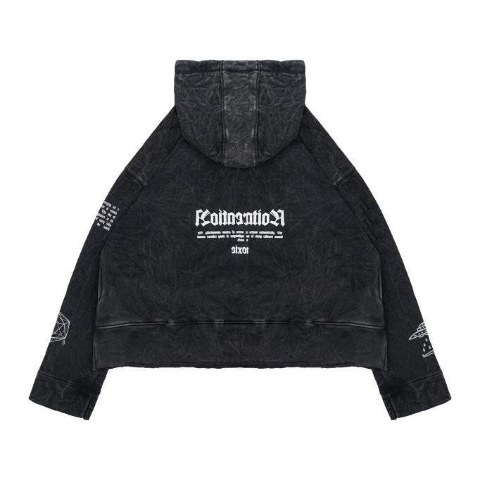 Moxie Sweatshirt Washed Unisex Touch Black Washed Hoodie Crop