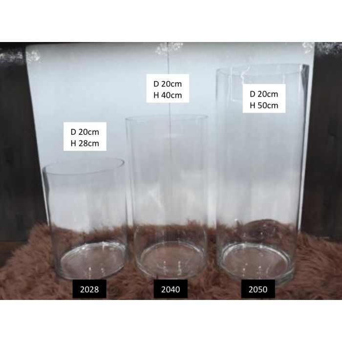 SENSASI BARU VAS BUNGA KACA TABUNG DIAMETER 20CM TINGGI 20CM 28CM 40CM 50CM 60CM SXK36
