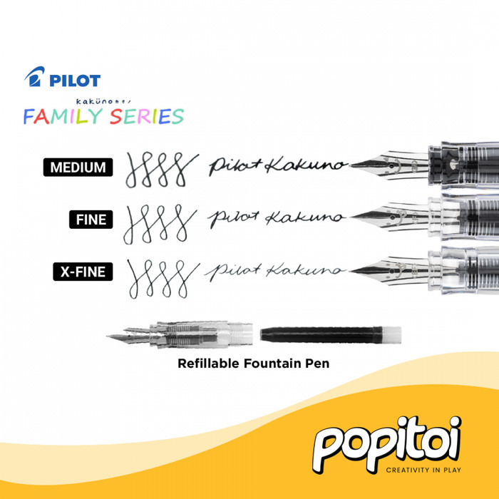 

terbaru !!! pilot kakuno fountain pen m f ef (medium extra fine) 0.3 0.5 0.7 mm pulpen pena ready