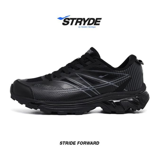 HEIDEN HERITAGE [HRTG] - TERRA STRYDE - FULL BLACK - Sepatu Sport Running Gunung Sekolah Casual Styl