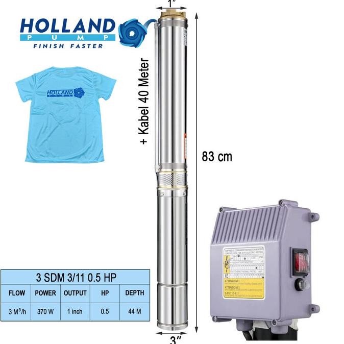 TERMURAH - Pompa Air Satelit Submersible Pump 1/2 pk 0.5 HP 3 inc Kabel 40 Meter