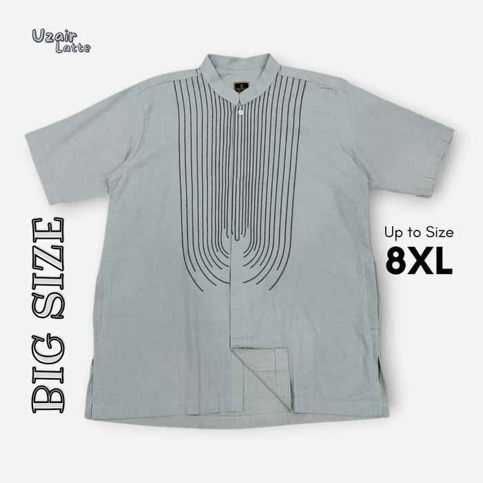 Baju Koko Jumbo 2Xl 3Xl 4Xl 5Xl 6Xl 7Xl 8Xl Lengan Pendek Bahan Premium Koko Big Size Bordir Uzair