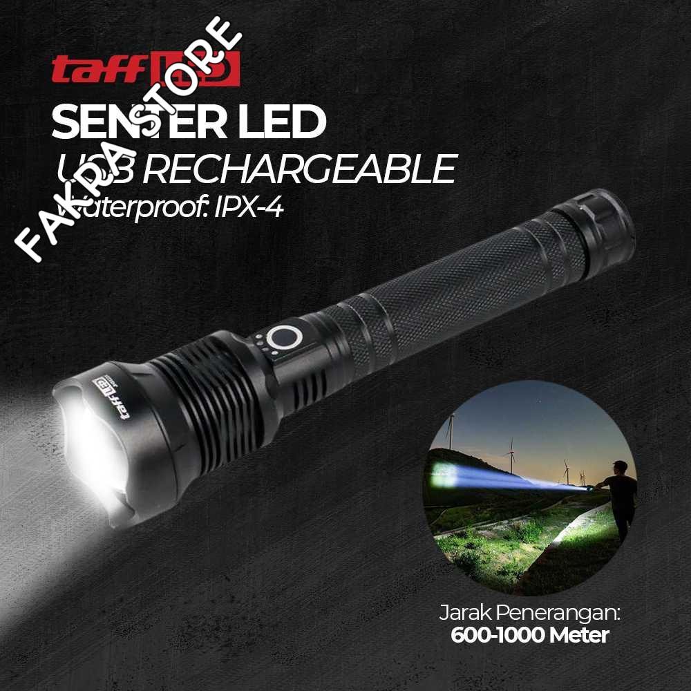 TaffLED Senter LED Flashlight USB Rechargeable XHP 70 2000 Lumens - JHS522X Original Termurah
