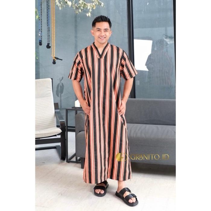 Jubah Sultan Granito.Id - Model Panjang Muslim Umroh Haji - Putih, Embos, Dewasa, Toyobo Jubah Pria