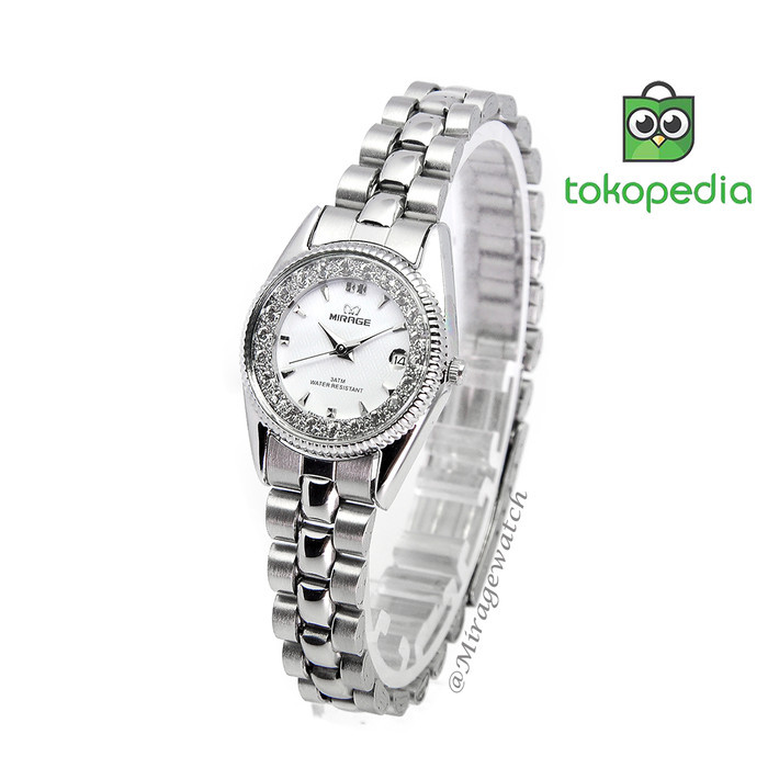 JAM TANGAN MIRAGE WANITA ORIGINAL RX 1580 L SILVER PP