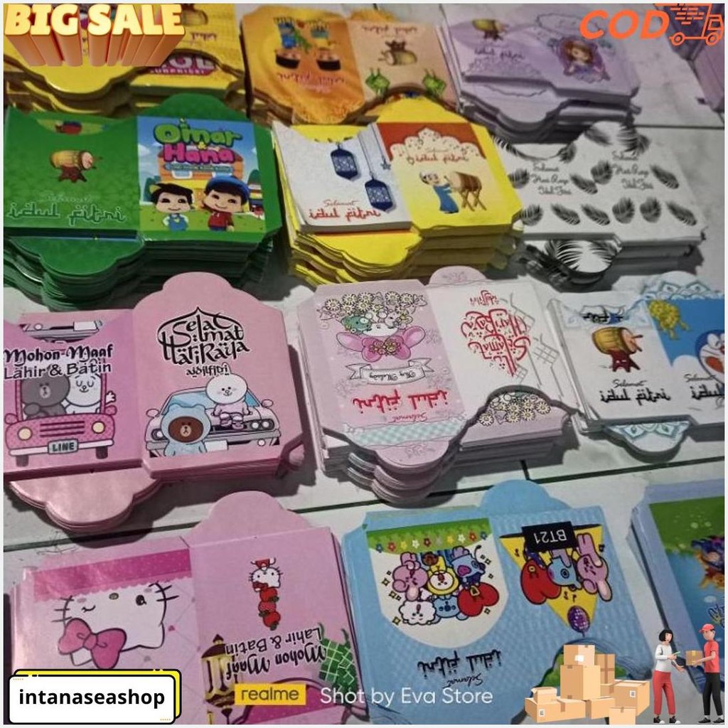 

100 Lembar Amplop Lebaran Ukuran 7X11,5Cm 1 Kg Islami Karakter Free Plastik Cod