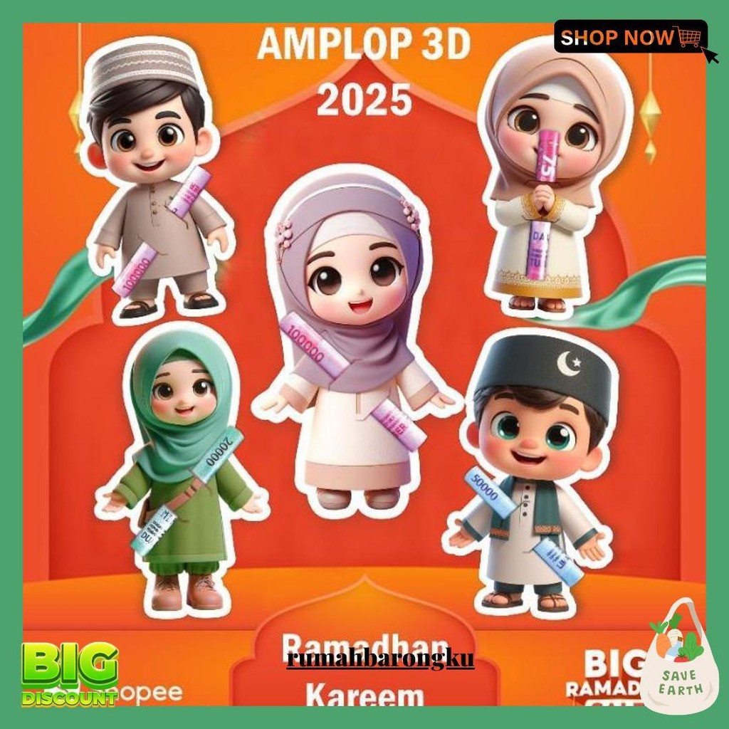 

1 Pack Amplop Karakter 3D Amplop Lebaran Gemoy Isi 10 Pcs Amplop Idul Fitri Lucu Amplop Gulung Cod