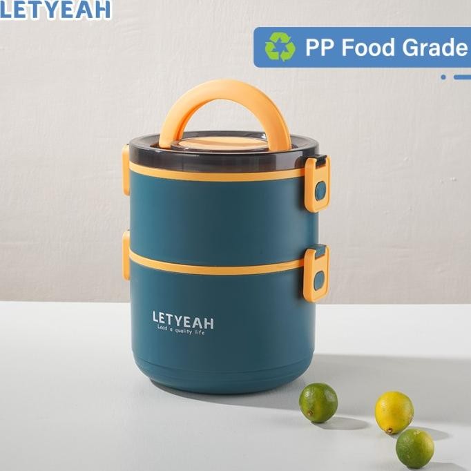 Promo Letyeah 1600Ml 2Layers Lunch Box / Kotak Makan 2 Tingkatt Portable