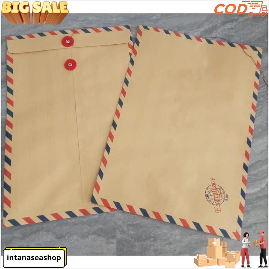 

[50 Pcs] Amplop Coklat Folio F4 310 Airmail Tali Cod
