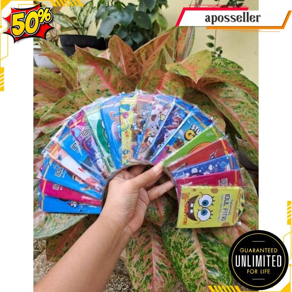 

100 Amplop Lebaran Medium Motif Karakter Kartun Lucu (Sudah Di Lem) Siap Pakai Siap Kirim