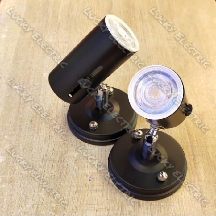 Kap Lampu Sorot E27 3Cm Plafon Black + Led 7 Watt / Kap Spotlight E27