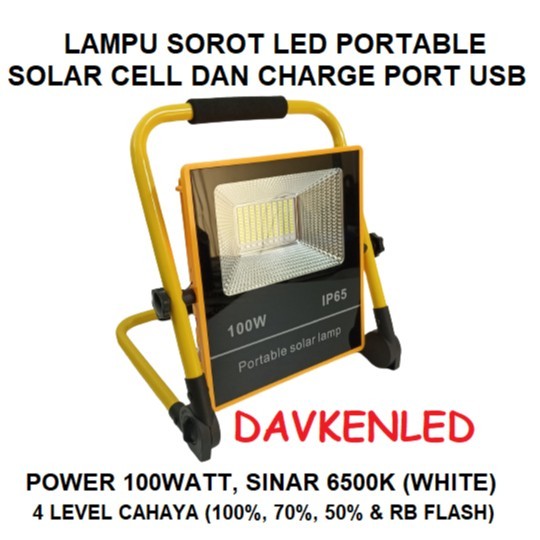 Lampu Sorot Led Portable 100Watt / Lampu Sorot Led 100Watt Solar Cell