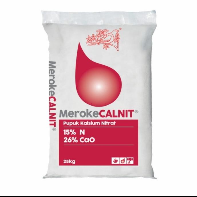 BEBAS ONGKIR - PUPUK MEROKE CALNIT 25 KG ORIGINAL KEMASAN PABRIK