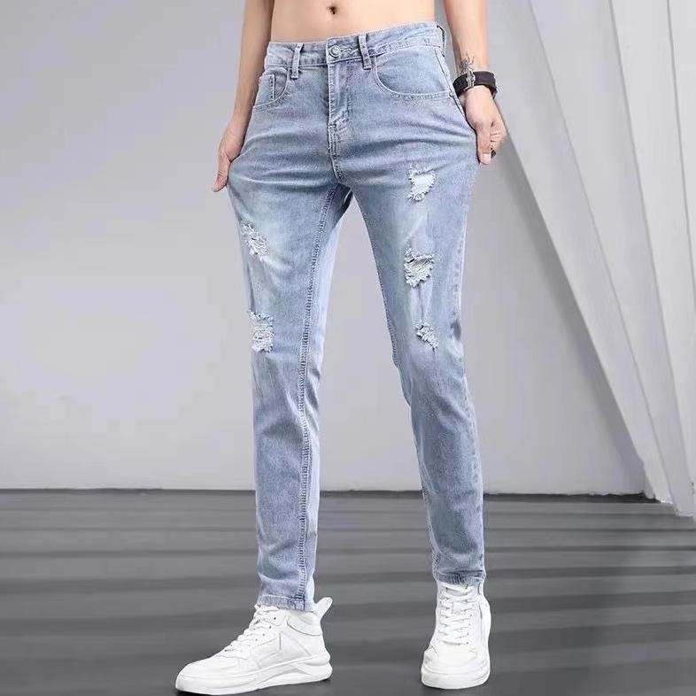 cowok kekinian celana pensil pria sobek celana pensil robek pria celana jeans pria premium celana ji