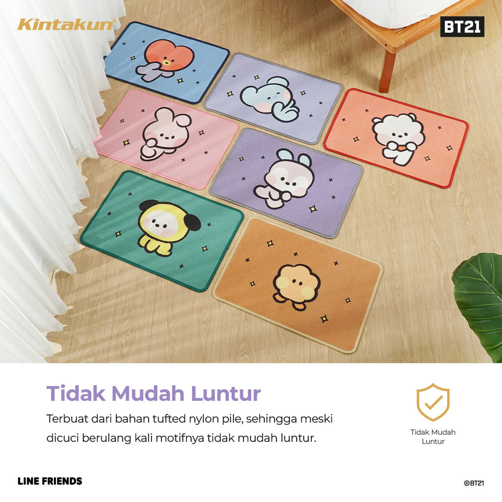 Keset Kintakun Home BT21 minini 40x60 cm  Serbaguna Anti Slip Doormat Persegi Motif BTS Cartoon