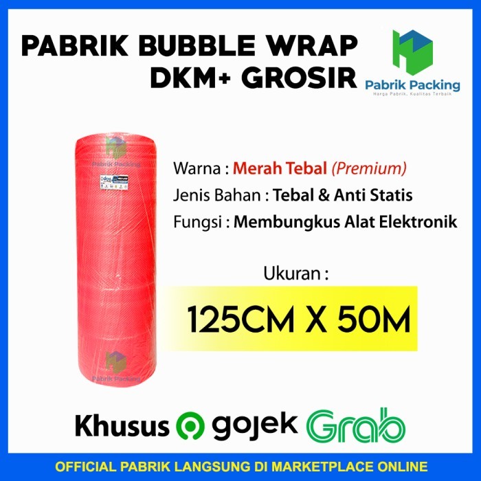 

Bubble Wrap Full Merah 125Cm X 50M Buble Wrap Dkm+ Anti Statis /Roll