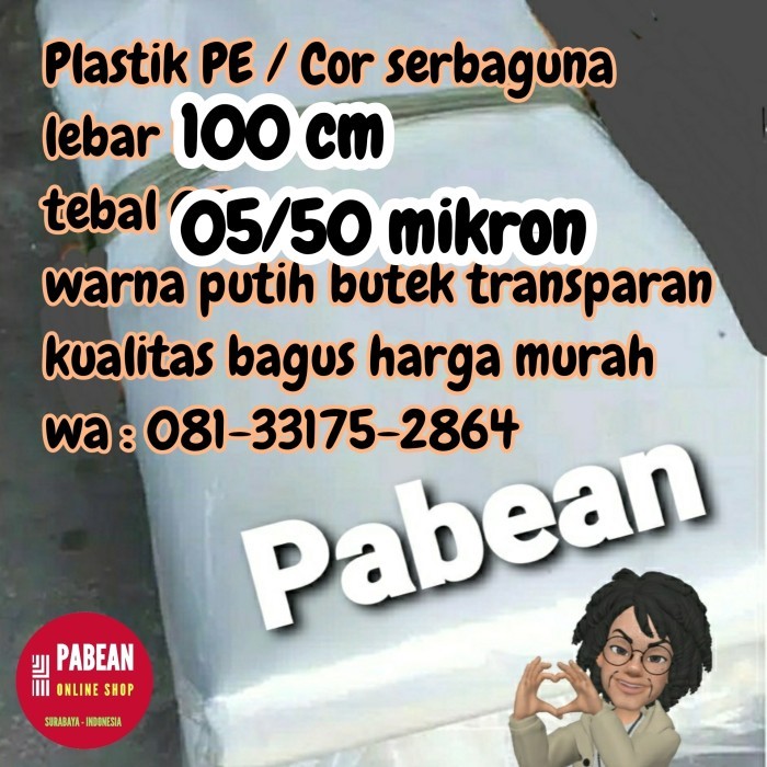 

Plastik Cor Lebar 1M Tebal 50 Roll 25 Meter Putih Bening Transparan