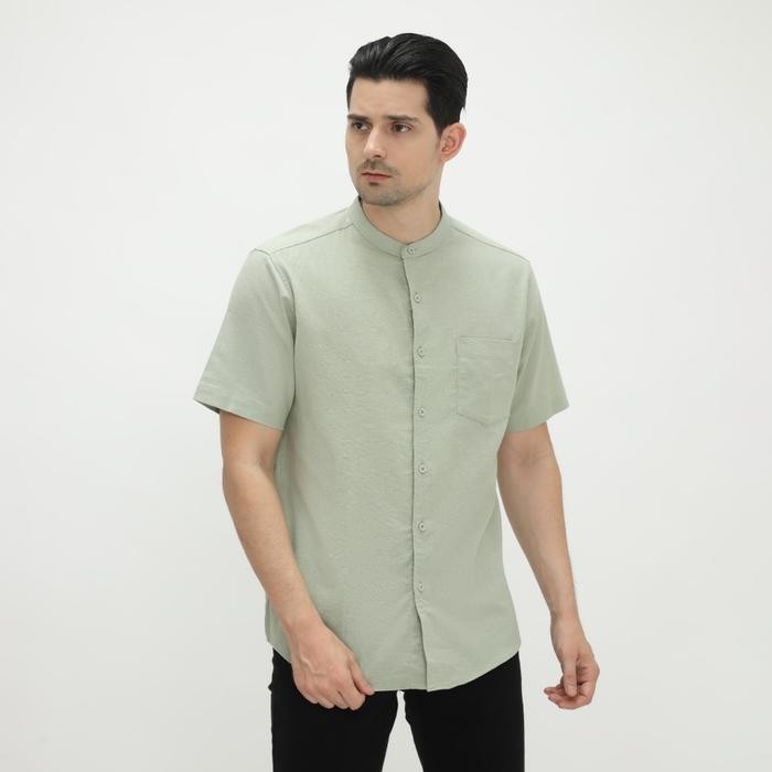 Platini Kemeja Pria Koko Shanghai Lengan Pendek Katun Oxford Sage Green 21049.52