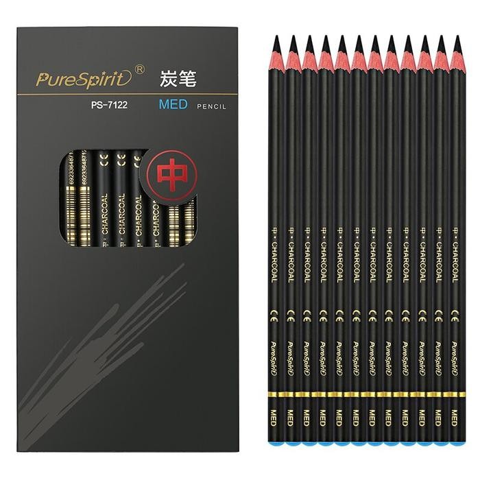 

TERBARU! Triple W 12 PCS Charcoal Pencil Art Paint Pensil Arang Gambar Sketsa Hitam Kayu