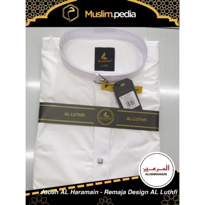 Trend Fashion Outfit Baju Gamis Muslim Pria Jubah Putih al Lutfi model Haramain
