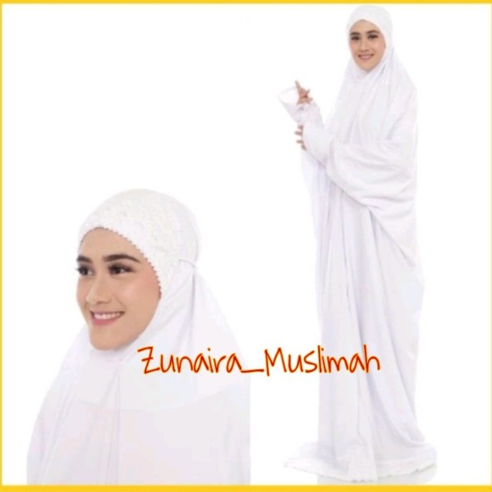 MUKENA TERUSAN KATUN MARYAM MUKENA DEWASA PUTIH