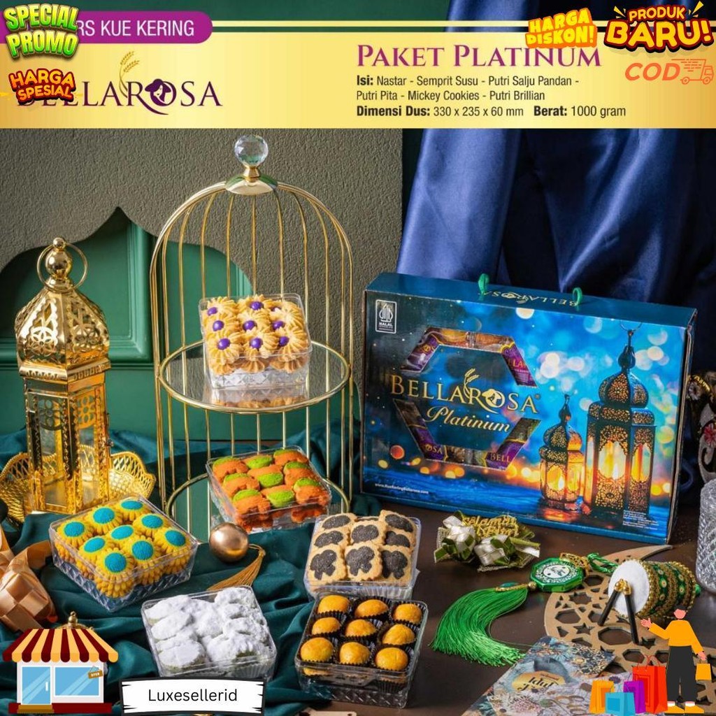 

Paket Parcel Kue Lebaran Kue Kering Bellarosa Platinum Paket Lebaran ( Berat 1Kilo ) / Paket Kue Kering Dibuat Tahun 2025 D Sale