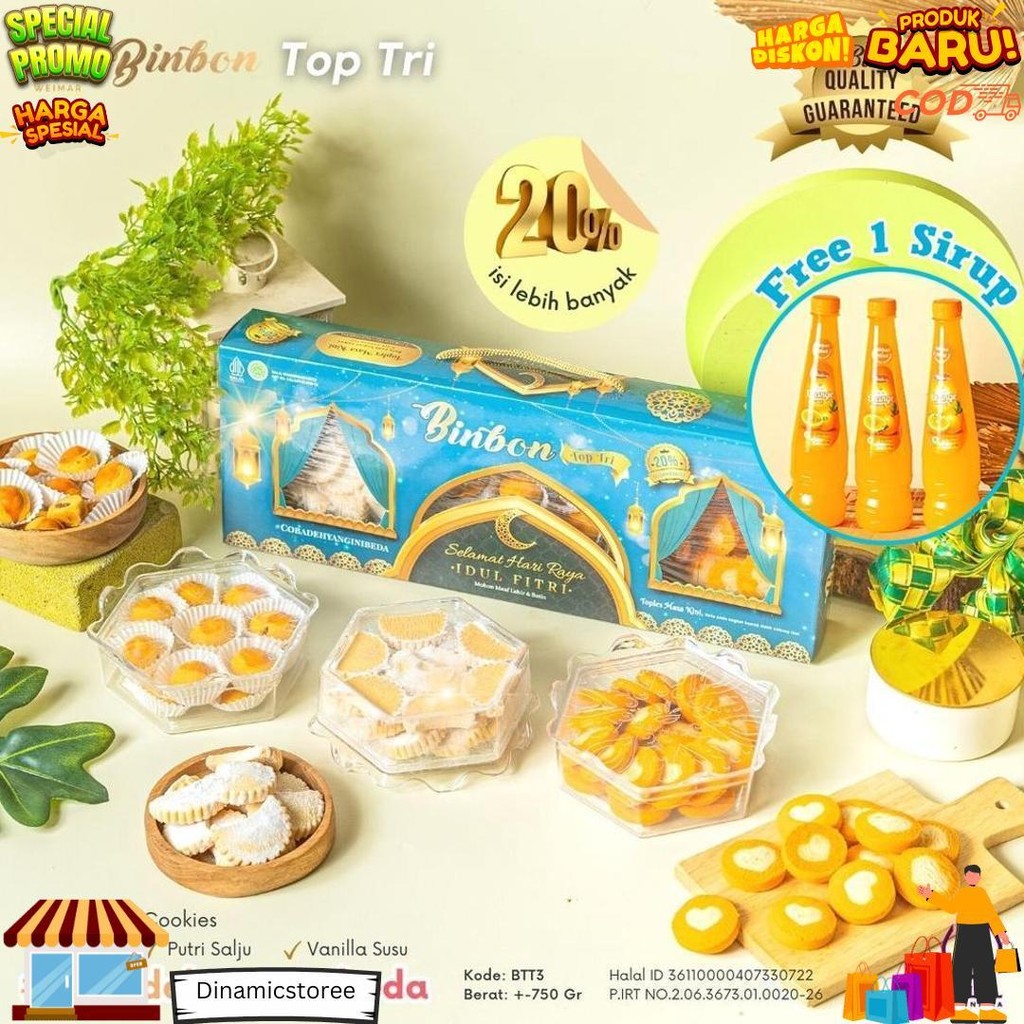 

Apazada - Kue Kering Lebaran Binbon Top Tri Squash / Hampers Kue Lebaran Paket 3 Toples + 1 Sirup D Promo 10.10