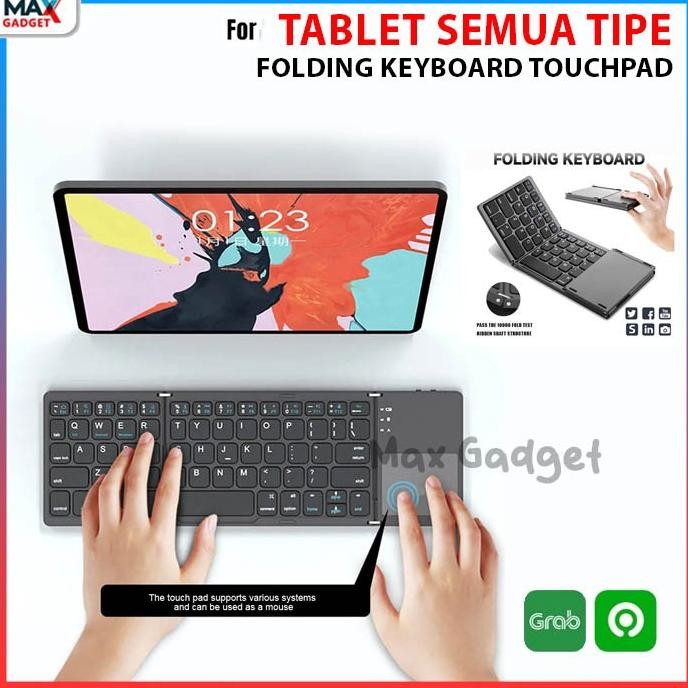 Terlaris Foldable Keyboard Wireless Bluetooth 3 Layers with Touchpad Keybord Lipat Portable Slim Unt