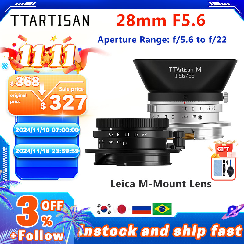 ALKHZABAN TTArtisan 28mm F5.6 Full Frame Camera Lens for Leica M-Mount Cameras Like Leica M-M M240 M