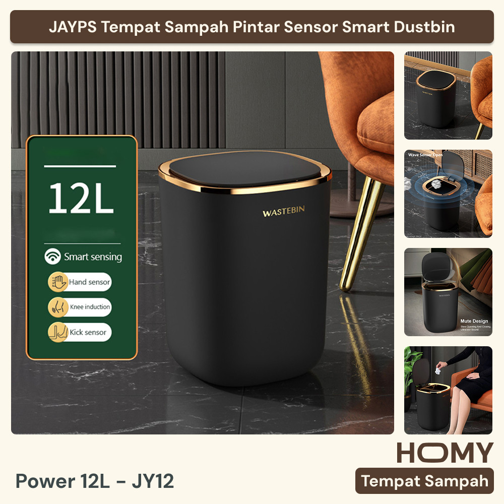 JAYPS Tempat Sampah Pintar Sensor Smart Dustbin Battery Power 12L - JY12