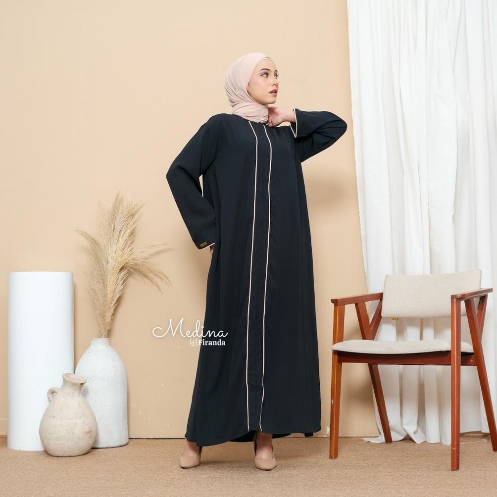 TC21 Firanda Abaya Medina Turkey / Abaya Dress Turki / Gamis Wanita Abaya Hitam Basic Kain Wolfis Le