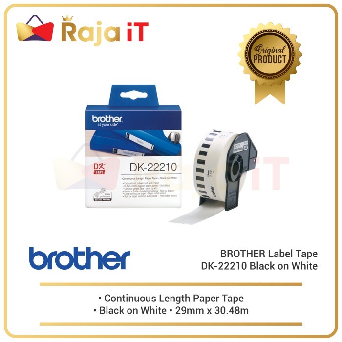 

BROTHER Label Tape DK 22210 Continuous Length Paper Tape 29mm