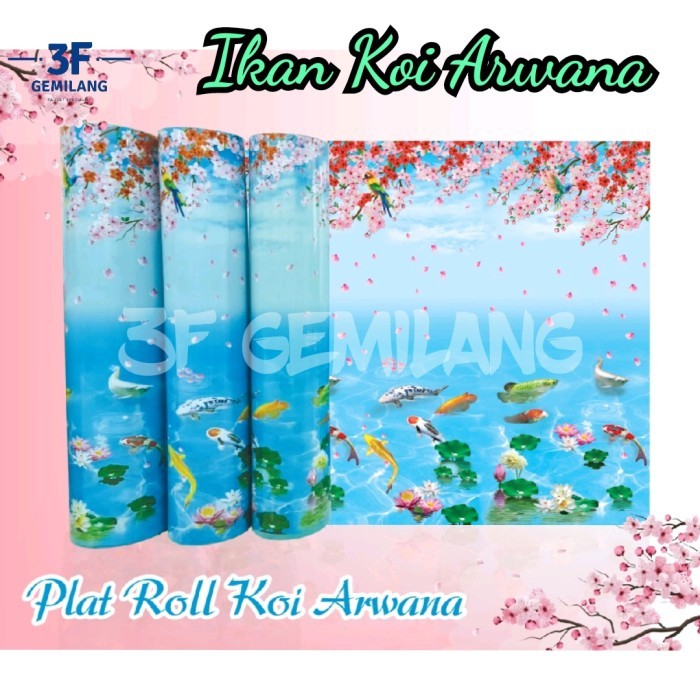 Fiber Plastik Pelapis Penutup Pagar Motif IKAN KOI ARWANA Meteran