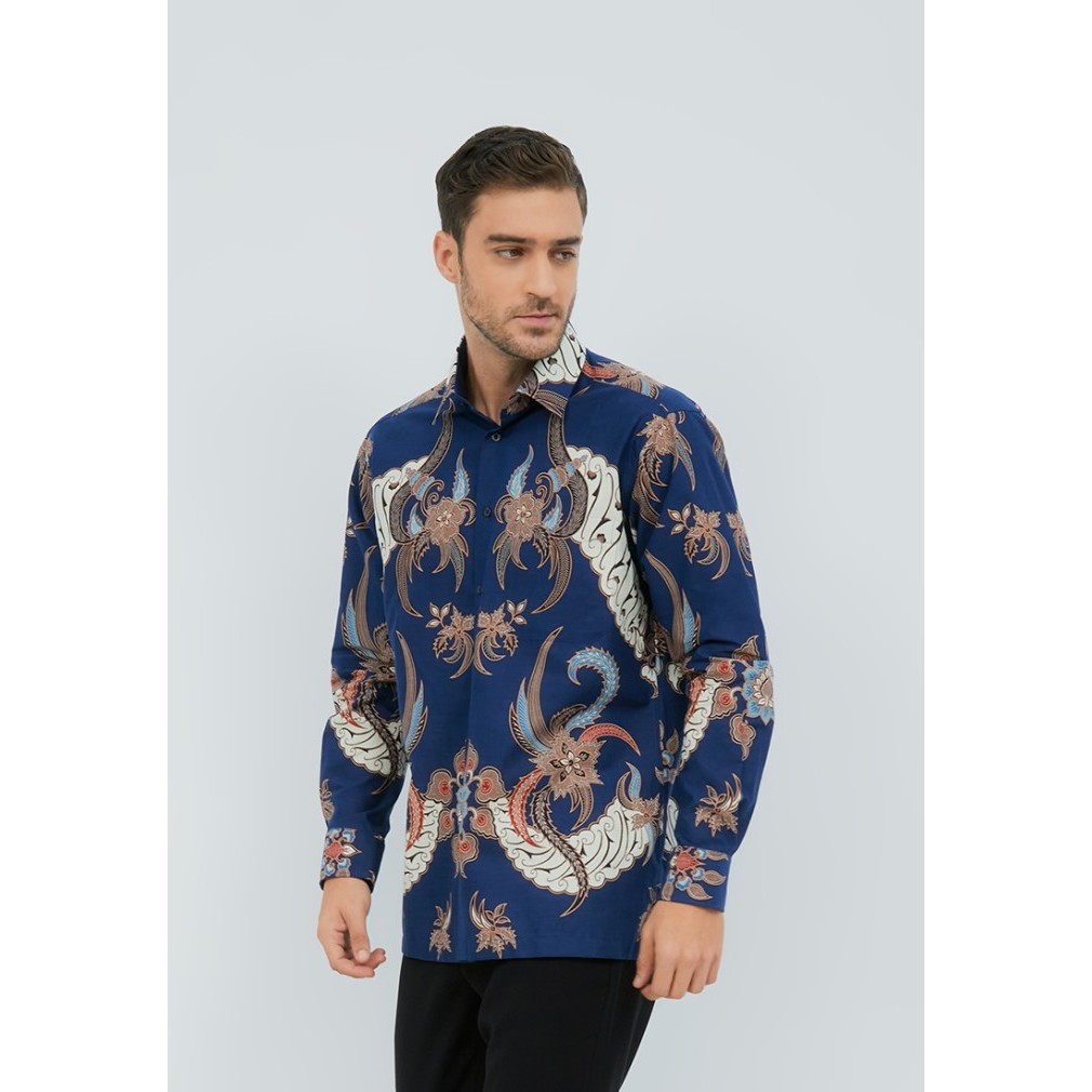 Alisan Kemeja Lengan Panjang Batik Kombinasi 10666 Biru Reguler