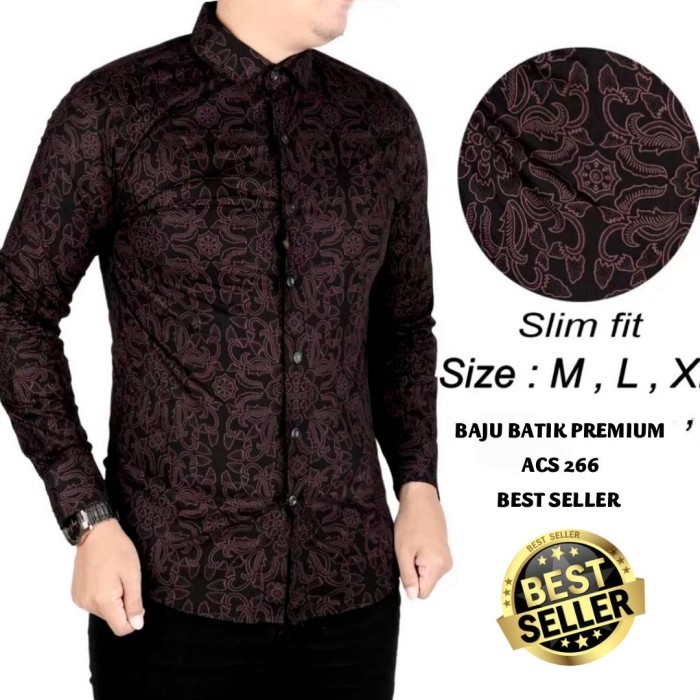 Kemeja Batik Pria Slim Fit / Baju Batik Pria Slim Fit Acs192