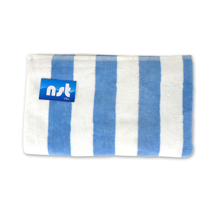 PROMO Lenuta Stripe Pool Towel Handuk Pantai 86x150 cm - White & Light Blue