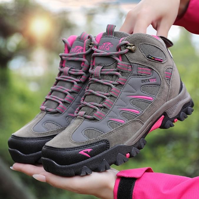 SEPATU GUNUNG SNTA TEX 613 SEMI WATERPROOF Grey Fuschia - HIKING SPORT Terlaris