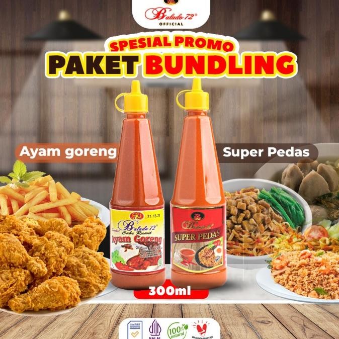 

Balado72 Sambal Cabe Rawit Pedas Alami 2 Botol Ukuran 300ml /paket