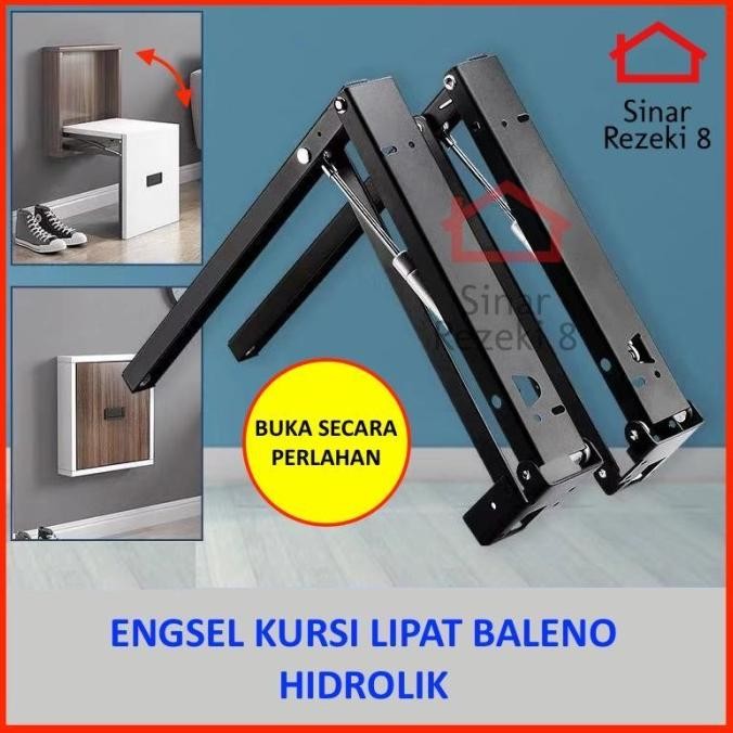 Engsel Kursi Lipat HIDROLIK / Dinding Lemari Sepatu Tarik Hemat Ruang