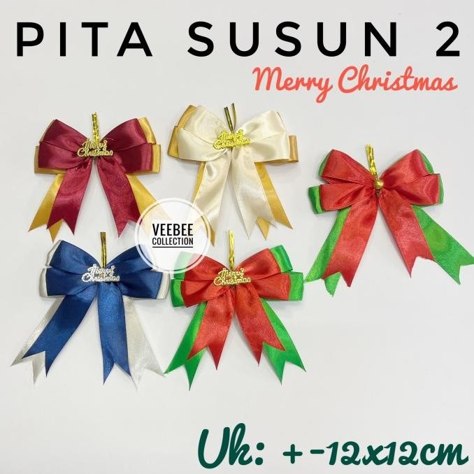 

#####] Pita Hias Susun 2 Tulisan Merry Christmas/ pita satin hias hampers