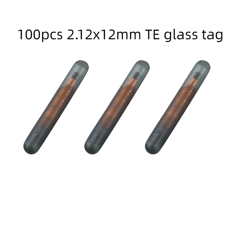 AQS Temperature microchip 100pcs 2.12X12/1.4X8/1.25X7mm for small animals SO11784/785 EM4305 Bioglas