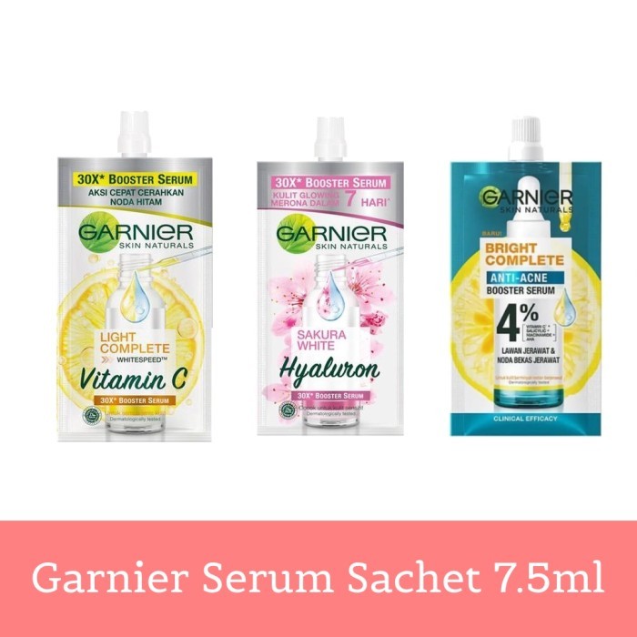 /////] GARNIER BOOSTER SERUM 7.5ML SACHET / GARNIER BRIGHT COMPLETE OVER NIGHT SERUM SACHET 7.5ML