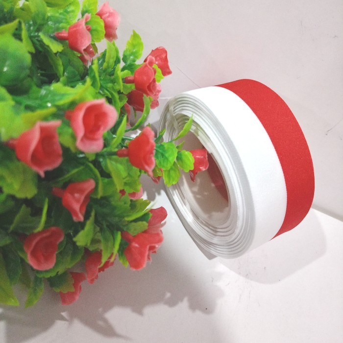*:*:*:*:*] Pita Merah Putih 1 1/2 Inch (4cm) / Pita Satin Merah Putih Per Roll