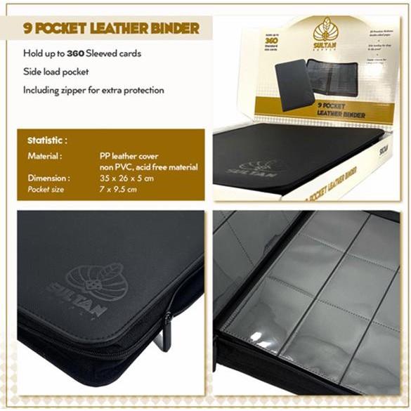 

PROMO / Sultan Album 9 Pocket Zippered Leather Binder Black Non COD
