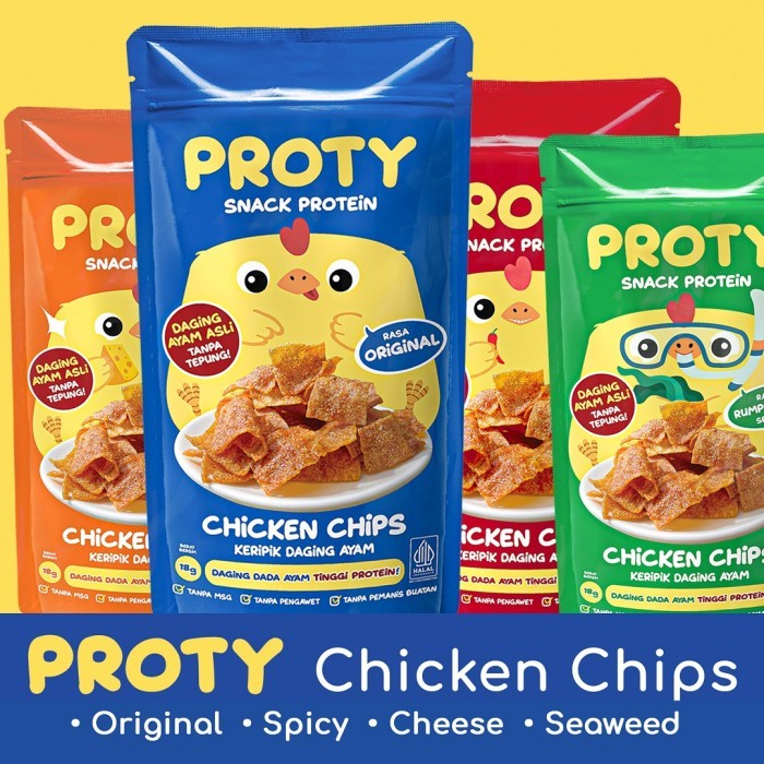 

TERJAMIN PROTY Keripik Daging Ayam ASLI TANPA TEPUNG ( Chicken Chips ) 18g