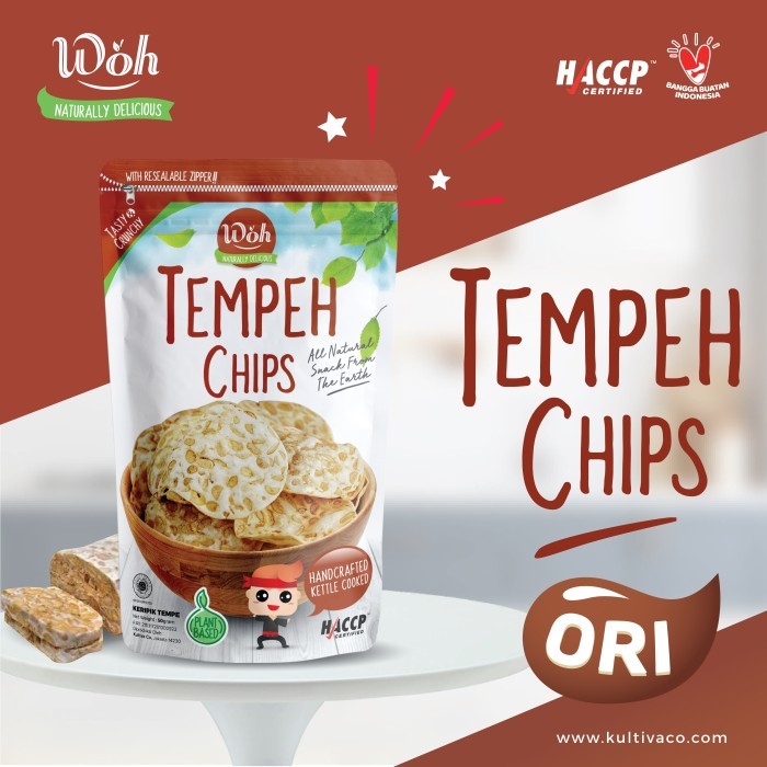 

PRODUK TERBATAS Keripik Snack Tempe Original 50 gram Woh Chips Export Quality Natural